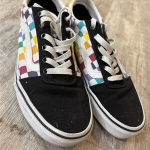 Vans Black and White Sneakers with Colorful Pattern